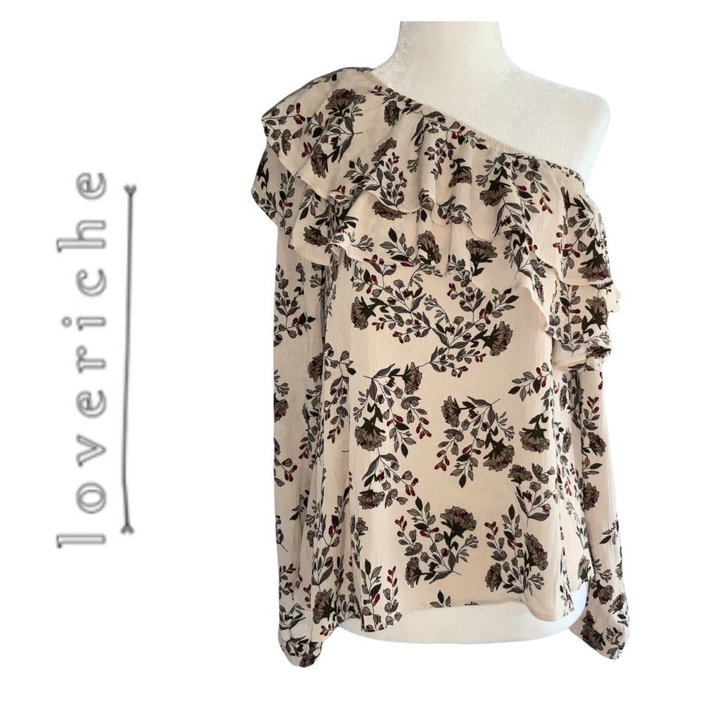 NWT Love Riche Off the Shoulder Boho Top Flower Print Sz Small